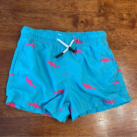 Maamgic blue pink shark swim trunks size 3T - Picture 1 of 5